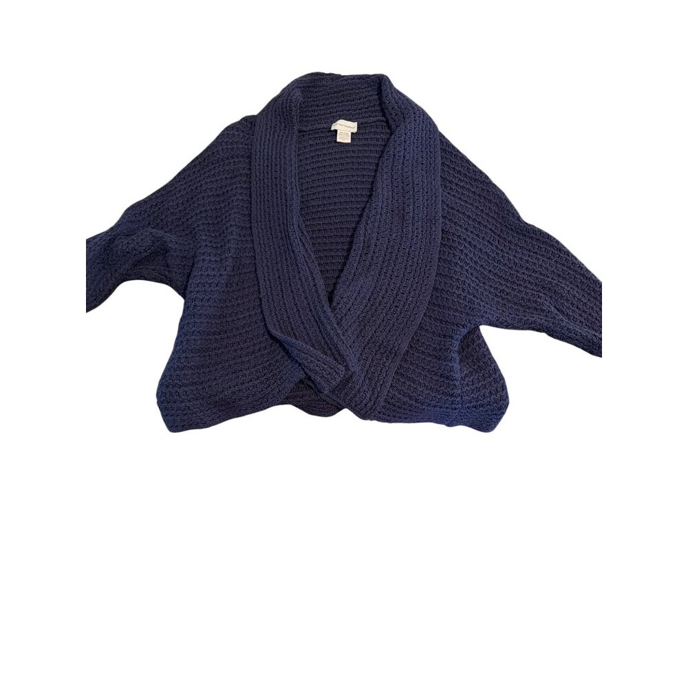 Soft Surroundings Navy Blue Open Front Knit Cardigan Sweater Waterfall Size 1X